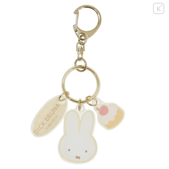 Japan Miffy Acrylic Keychain 3 Charm - Miffy / Gingham Yellow Cake - 1