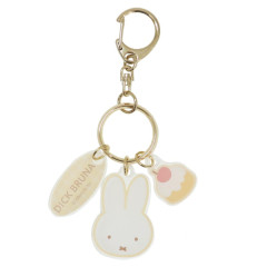 Japan Miffy Acrylic Keychain 3 Charm - Miffy / Gingham Yellow Cake