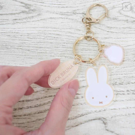 Japan Miffy Acrylic Keychain 3 Charm - Miffy / Gingham Yellow Cake - 2