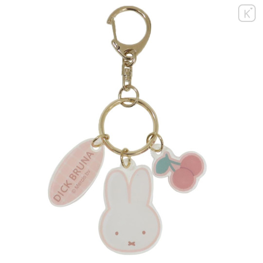 Japan Miffy Acrylic Keychain 3 Charm - Miffy / Gingham Pink Cherry - 1