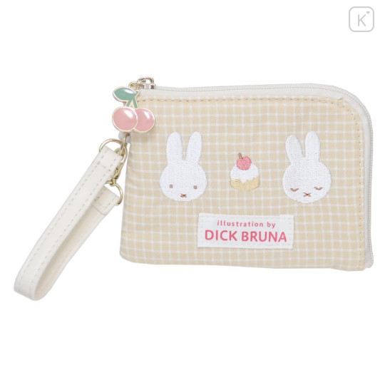 Japan Miffy Pass Case Card Holder & Coin Case - Gingham Yellow Cake - 1