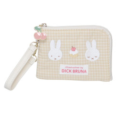 Japan Miffy Pass Case Card Holder & Coin Case - Gingham Yellow Cake