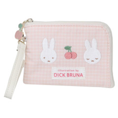 Japan Miffy Pass Case Card Holder & Coin Case - Gingham Pink Cherry