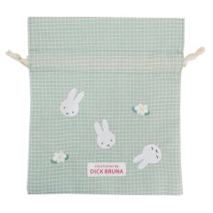 Japan Miffy Drawstring Bag - Gingham Green Flower