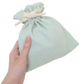 Japan Miffy Drawstring Bag - Gingham Green Flower - 2