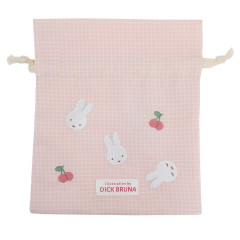 Japan Miffy Drawstring Bag - Gingham Pink Cherry