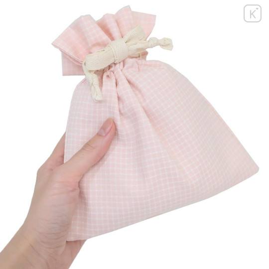 Japan Miffy Drawstring Bag - Gingham Pink Cherry - 2