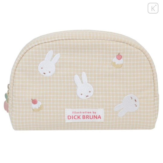 Japan Miffy Round Pouch - Gingham Yellow Cake - 1