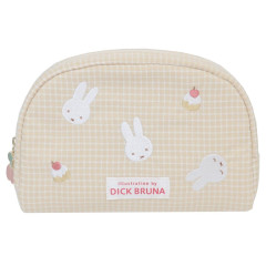 Japan Miffy Round Pouch - Gingham Yellow Cake