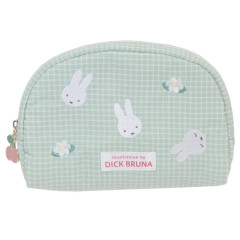 Japan Miffy Round Pouch - Gingham Green Flower