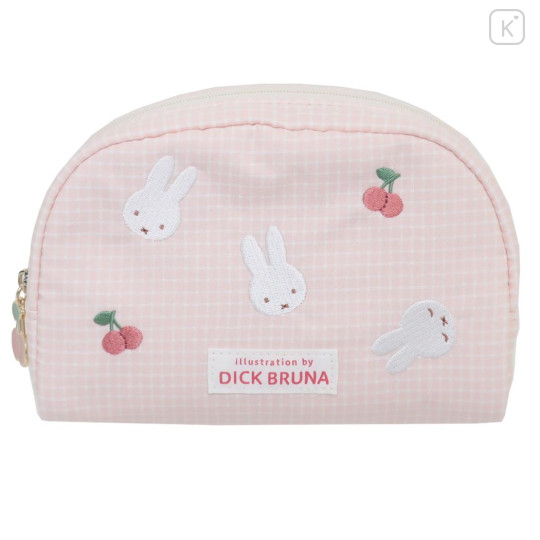 Japan Miffy Round Pouch - Gingham Pink Cherry - 1