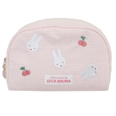 Japan Miffy Round Pouch - Gingham Pink Cherry