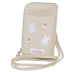 Japan Miffy Smartphone Shoulder Pouch - Gingham Yellow Cake