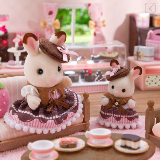 Japan Sylvanian Families Original Figure - Sweet Chocolate Rabbit Girl & Baby Pair Set - 3