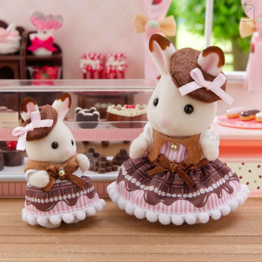 Japan Sylvanian Families Original Figure - Sweet Chocolate Rabbit Girl & Baby Pair Set - 4