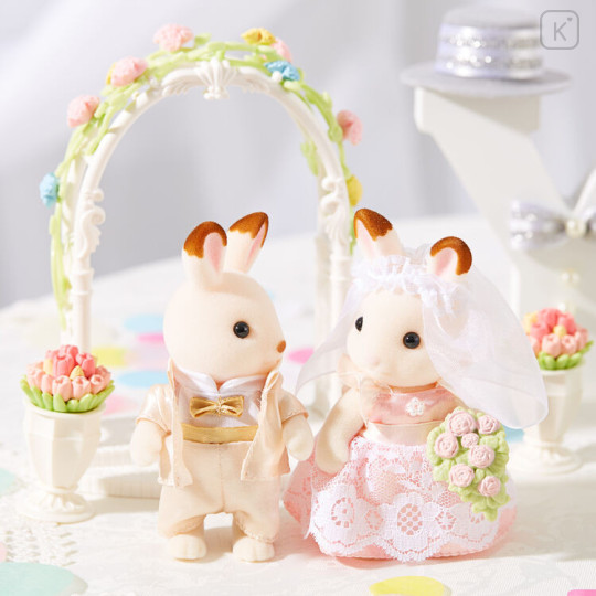 Japan Sylvanian Families Original Figure - Rabbit Pair Set / Lovely Wedding Pink - 2