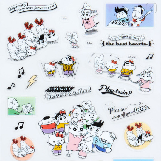 Japan Sanrio × Crayon Shinchan Sheet Sticker - Blue - 3