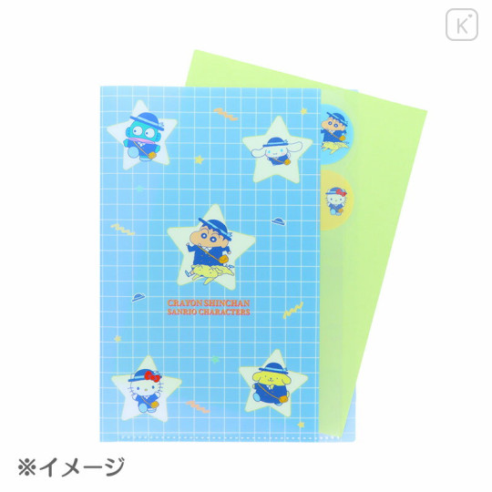 Japan Sanrio × Crayon Shinchan 5 Pockets A4 Clear File - Star - 3