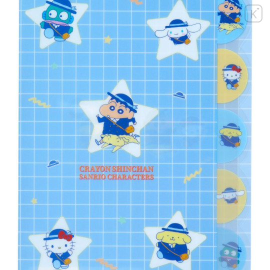 Japan Sanrio × Crayon Shinchan 5 Pockets A4 Clear File - Star - 4