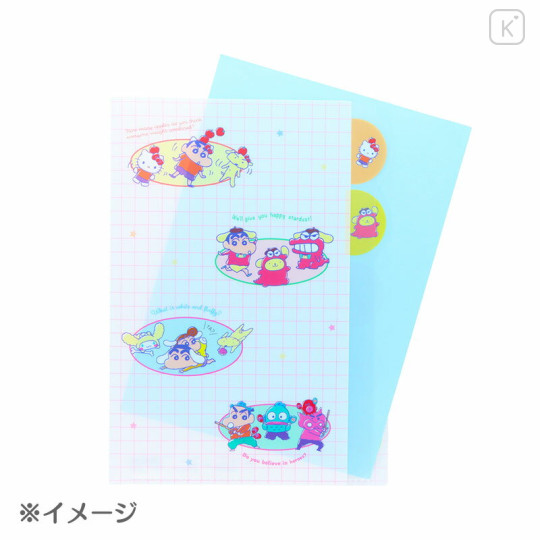 Japan Sanrio × Crayon Shinchan 5 Pockets A4 Clear File - Pop - 3