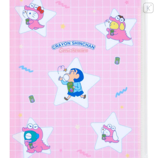 Japan Sanrio × Crayon Shinchan 6 Pockets A4 Clear File with Zipper - Star - 4