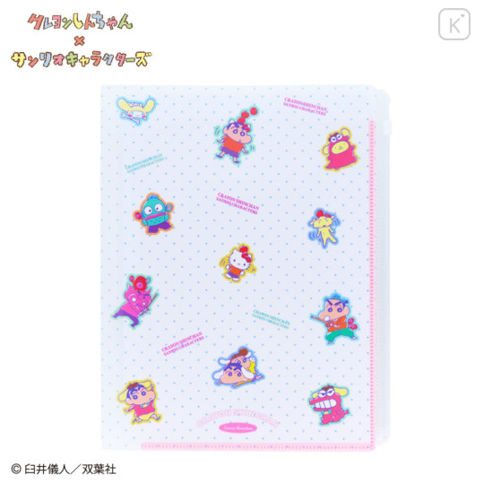 Japan Sanrio × Crayon Shinchan 6 Pockets A4 Clear File with Zipper - Pop - 1