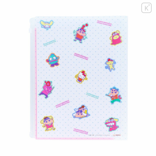 Japan Sanrio × Crayon Shinchan 6 Pockets A4 Clear File with Zipper - Pop - 2