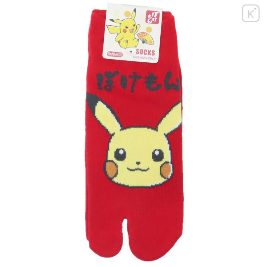 Japan Pokemon Women's Tabi Socks - Pikachu / Red - 1