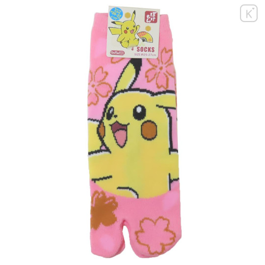 Japan Pokemon Men's Tabi Socks - Pikachu / Pink - 1