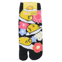 Japan Sanrio Women's Tabi Socks - Gudetama / Flower Black