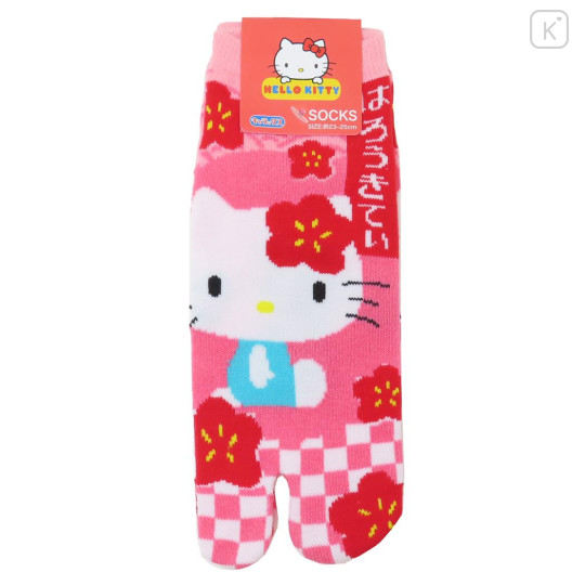 Japan Sanrio Women's Tabi Socks - Hello Kitty / Flower - 1