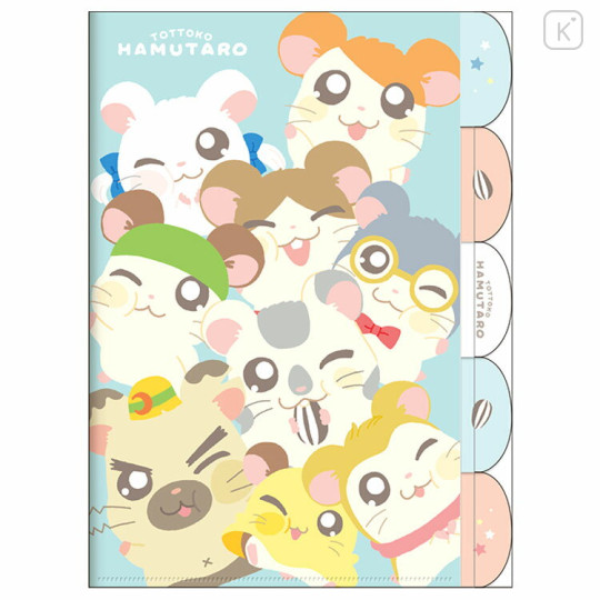 Japan Hamtaro 5 Pockets A4 Clear File - Friends / Blue - 1