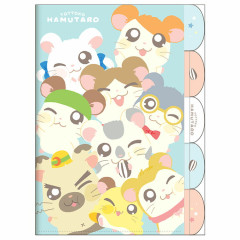 Japan Hamtaro 5 Pockets A4 Clear File - Friends / Blue