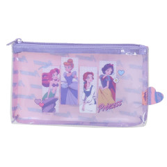 Japan Disney Flat Clear Pouch - Princesses / Smile Japan Girl Comic