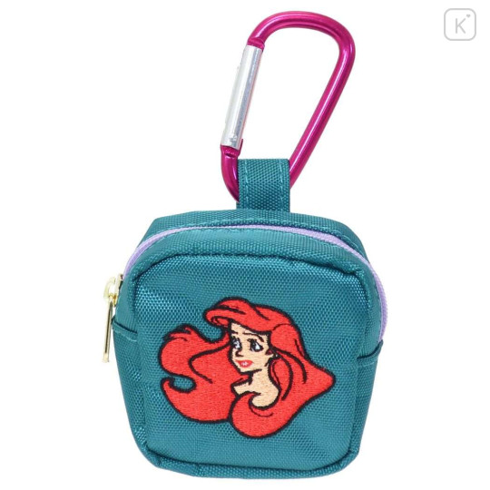 Japan Disney Mini Pouch with Carabiner - Ariel / Green - 1