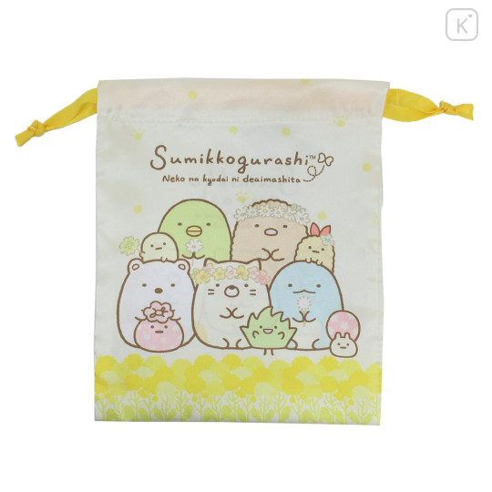 Japan San-X Drawstring Bag - Sumikko Gurashi / Yellow Flower - 1