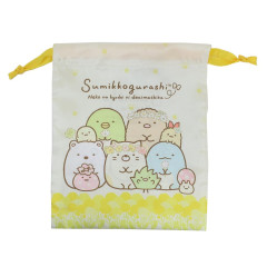 Japan San-X Drawstring Bag - Sumikko Gurashi / Yellow Flower