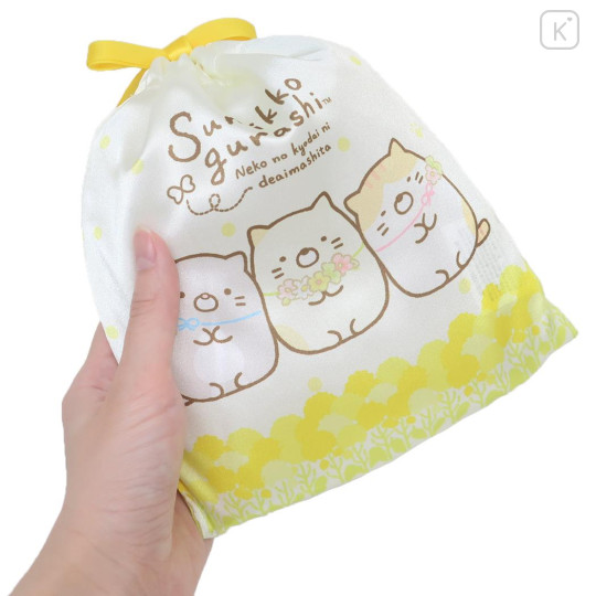 Japan San-X Drawstring Bag - Sumikko Gurashi / Yellow Flower - 2