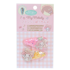 Japan Sanrio Hair Clip 2pcs Set - My Melody Wink / Glitter Stars