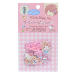 Japan Sanrio Hair Clip 2pcs Set - Hello Kitty Wink / Glitter Stars