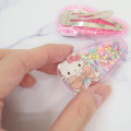 Japan Sanrio Hair Clip 2pcs Set - Hello Kitty Wink / Glitter Stars - 2