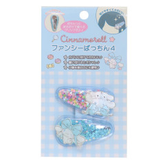 Japan Sanrio Hair Clip 2pcs Set - Cinnamoroll Wink / Glitter Stars