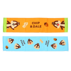 Japan Disney Slim Jacquard Face Towel Set - Chip & Dale / Orange & Blue