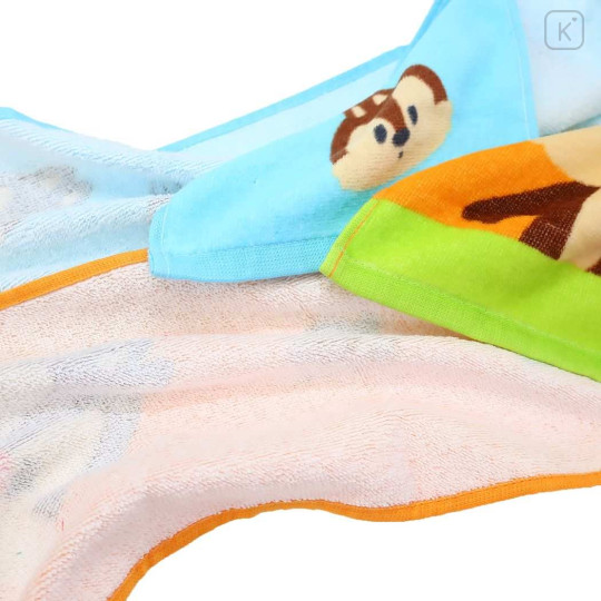 Japan Disney Slim Jacquard Face Towel Set - Chip & Dale / Orange & Blue - 3