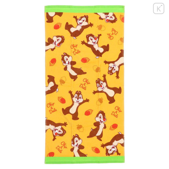 Japan Disney Jacquard Bath Towel - Chip & Dale / Yellow Orange - 1