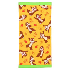 Japan Disney Jacquard Bath Towel - Chip & Dale / Yellow Orange