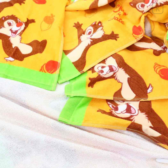 Japan Disney Jacquard Bath Towel - Chip & Dale / Yellow Orange - 3