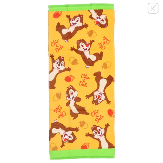 Japan Disney Jacquard Face Towel - Chip & Dale / Yellow Orange - 1