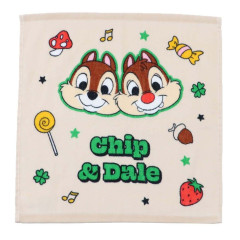 Japan Disney Wash Towel Handkerchief - Chip & Dale / Cappuccino