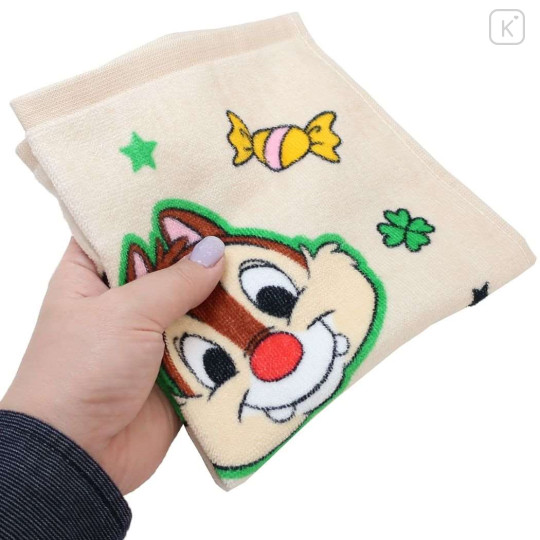 Japan Disney Wash Towel Handkerchief - Chip & Dale / Cappuccino - 3